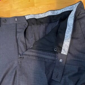 Lauren Ralph Lauren Men's Dark  Gray Plaid Houndstooth Dress Pants 40x32